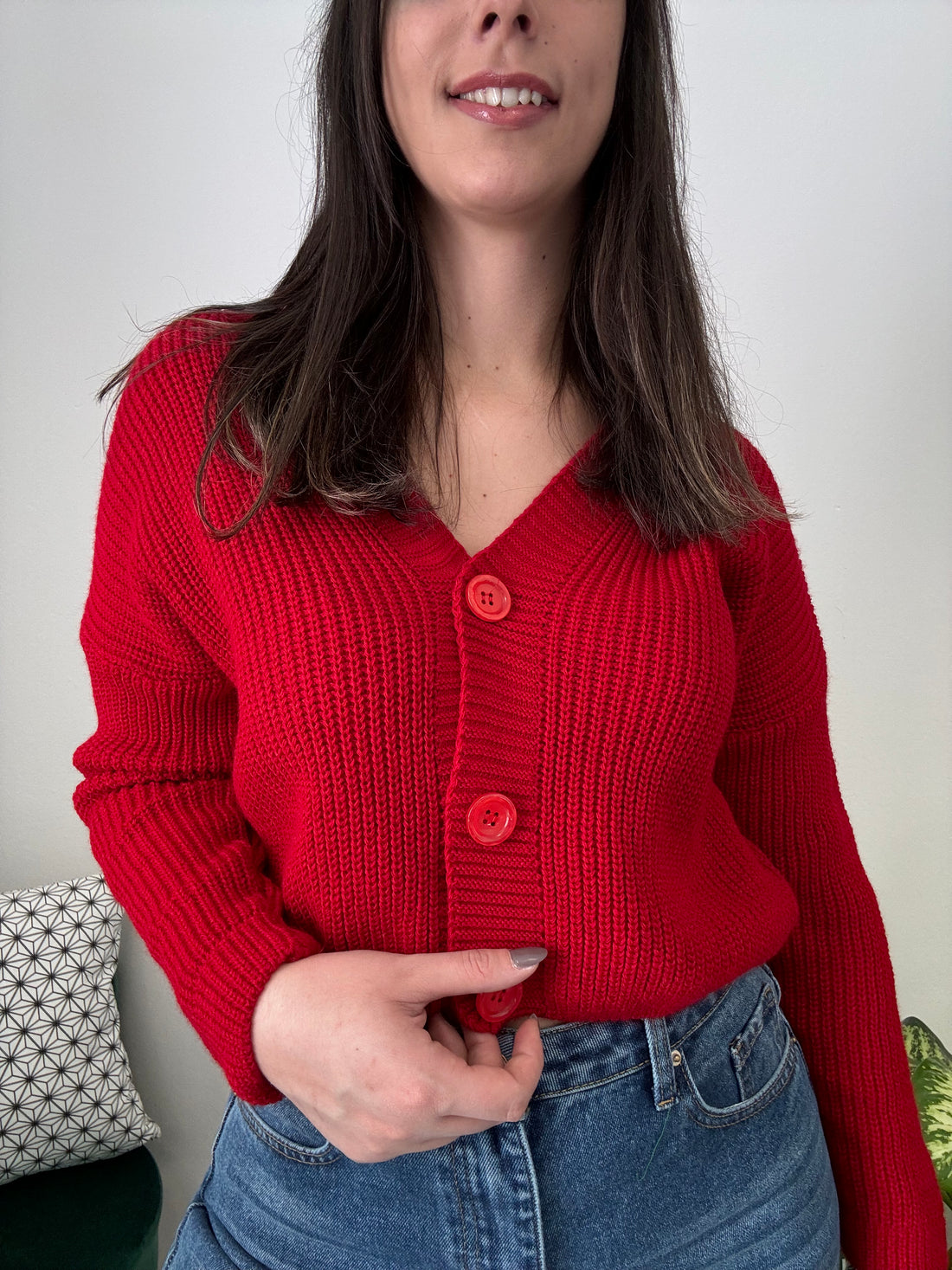 Cardigan in maglia rosso