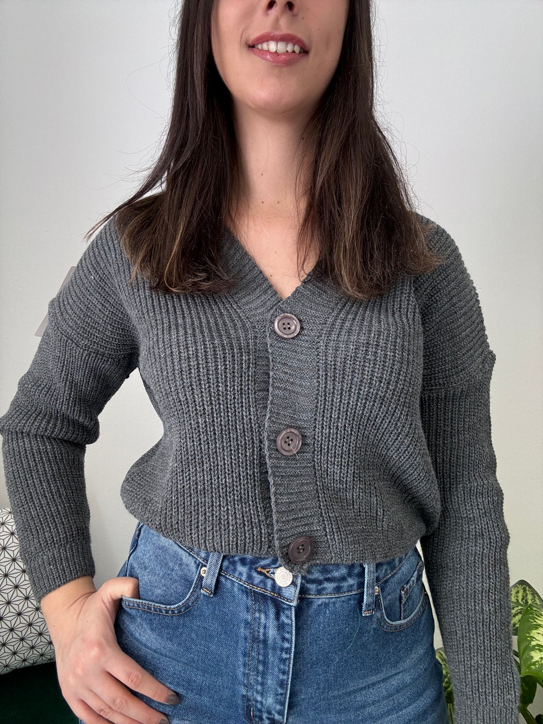 Cardigan in maglia grigio