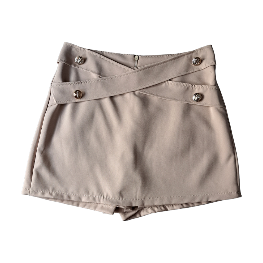 Gonna a pantaloncino beige con bottoni