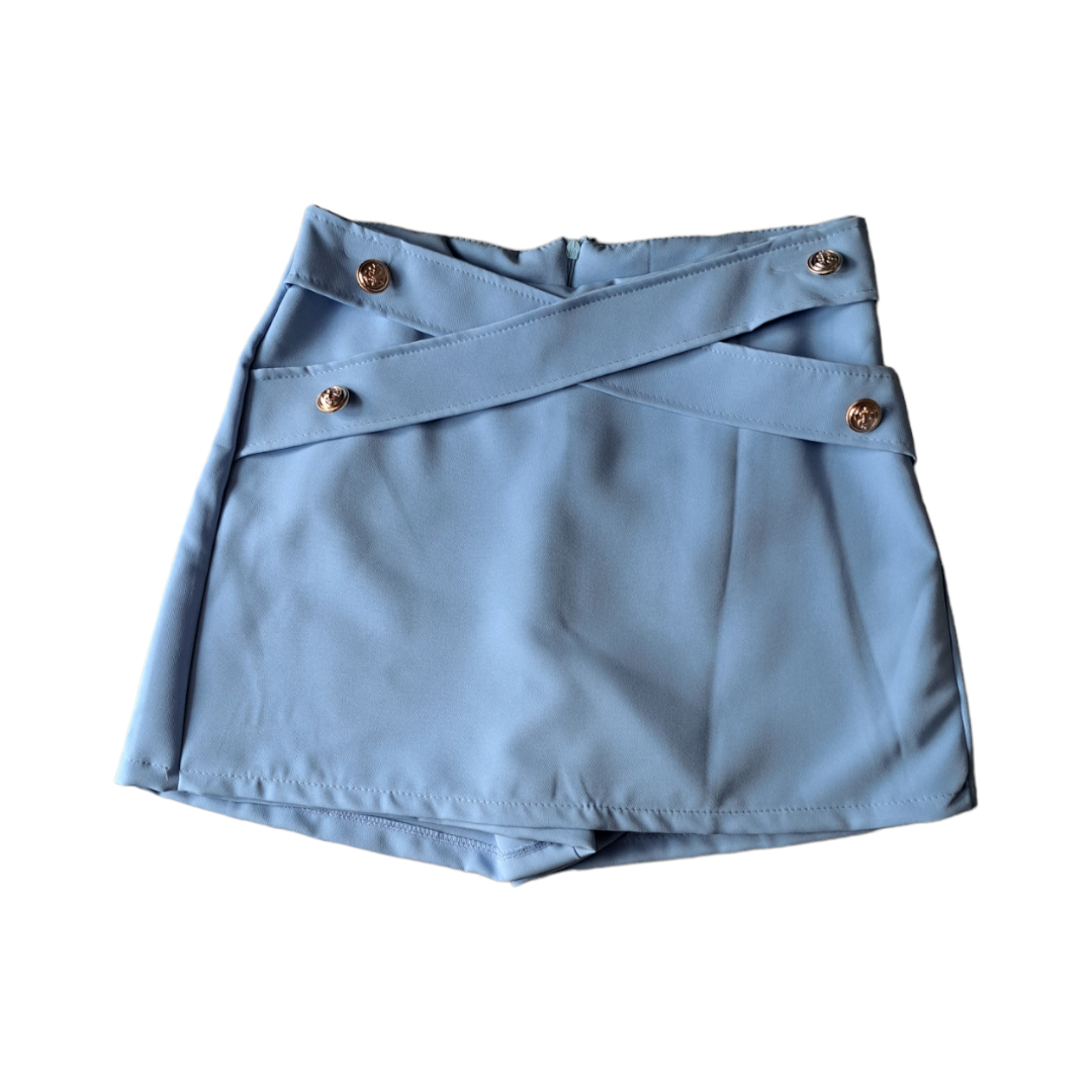 Gonna a pantaloncino azzurra con bottoni