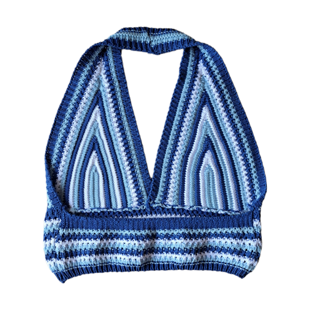 Top crochet azzurro e blu